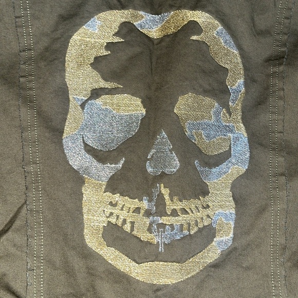 Zadig & Voltaire Virginia Camo Skull Lurex Embroidered Military Jacket Green M - Picture 8 of 11